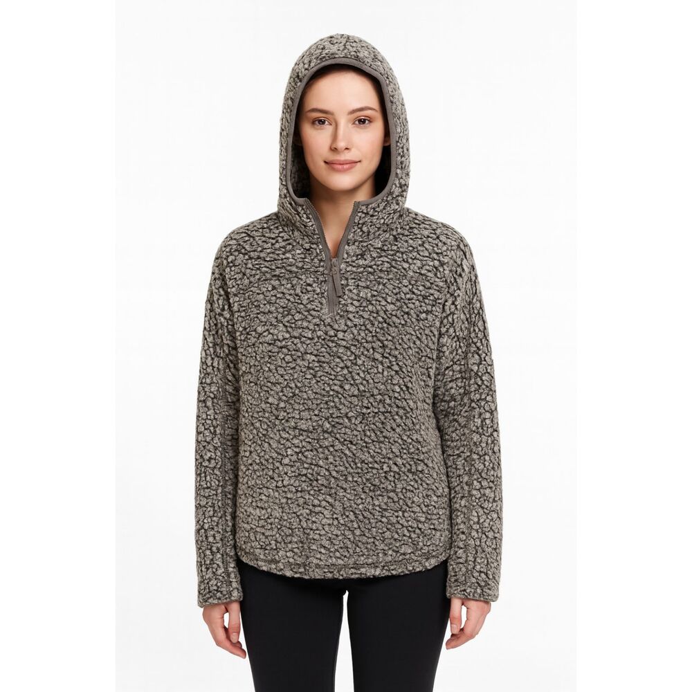 THREAD & SUPPLY Hooded Teddy Oversized Fleece Gray Small